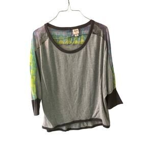 Mossimo Supply Blouse Top Women SZ L Gray Crew Neck Long Sleeve Polyester Blend